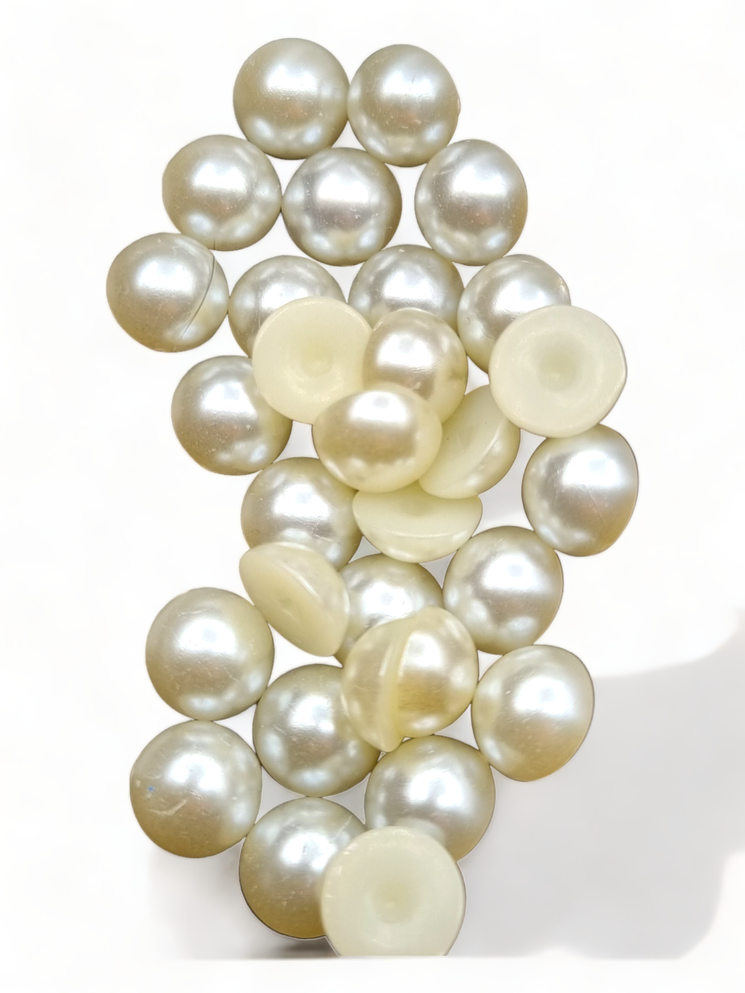 Resin Pearl cream Round Flat Back Half Cabochon 10mm 30 Pack