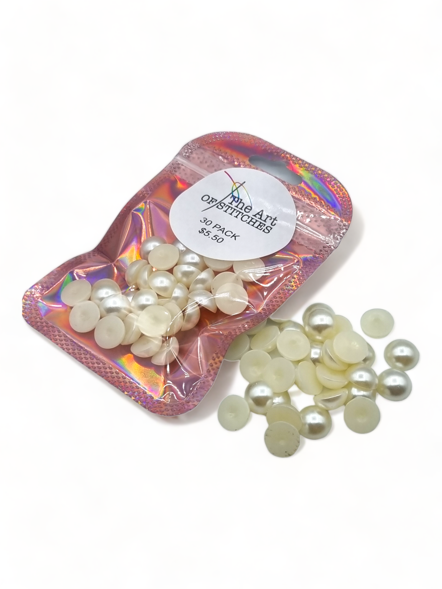 Resin Pearl cream Round Flat Back Half Cabochon 10mm 30 Pack