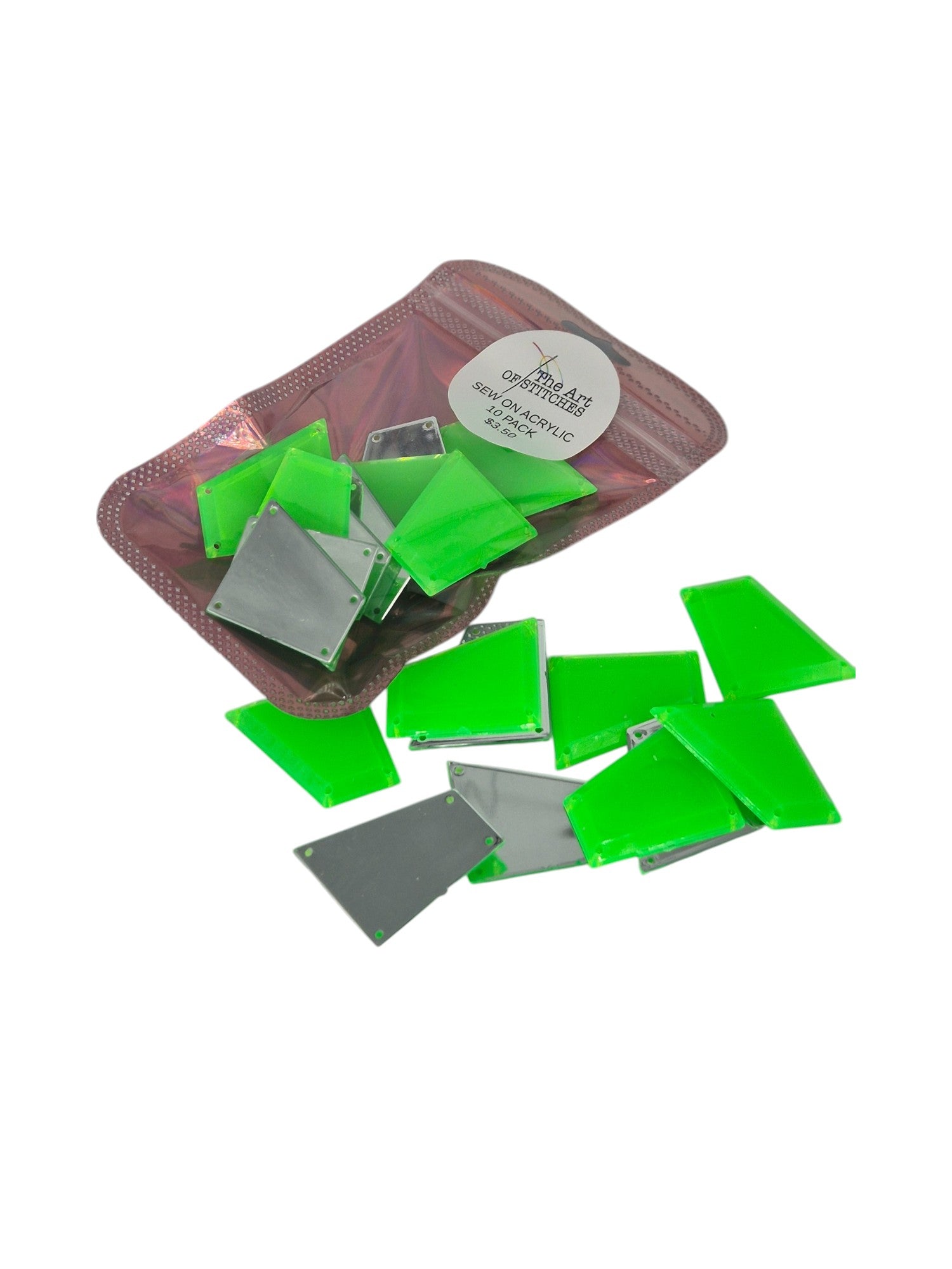 Sew On Acrylic Trapezoid Rhinestones Flat Back Mirror Beads 10 Pack