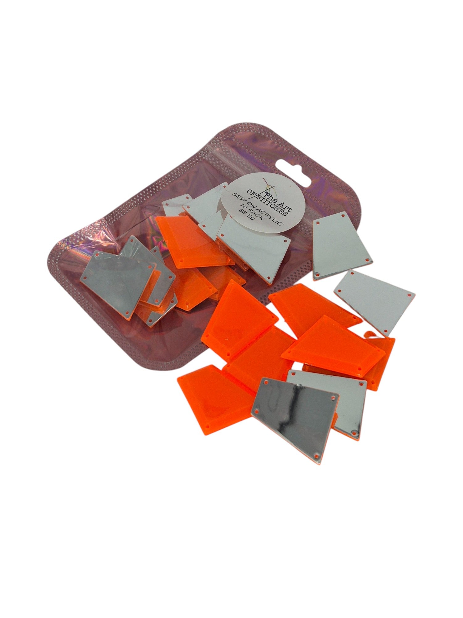 Sew On Acrylic Trapezoid Rhinestones Flat Back Mirror Beads 10 Pack