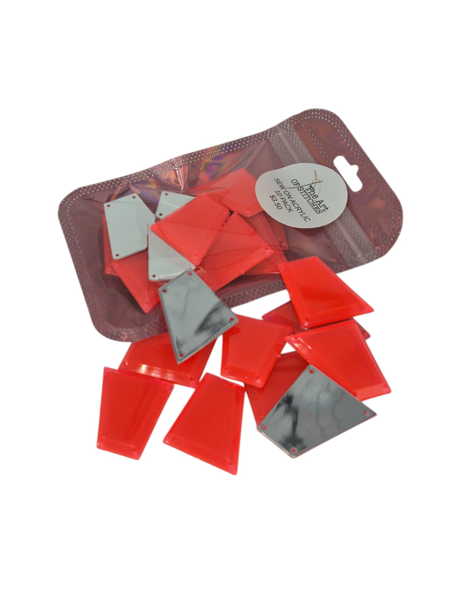 Sew On Acrylic Trapezoid Rhinestones Flat Back Mirror Beads 10 Pack