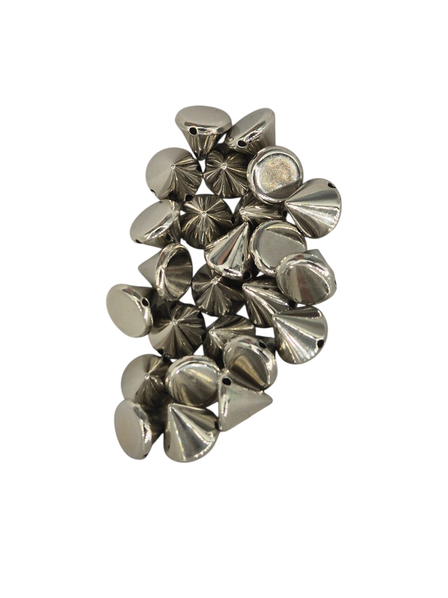 Spiked Cones Hand Sew Silver Plastic 25 Pack (Medium)