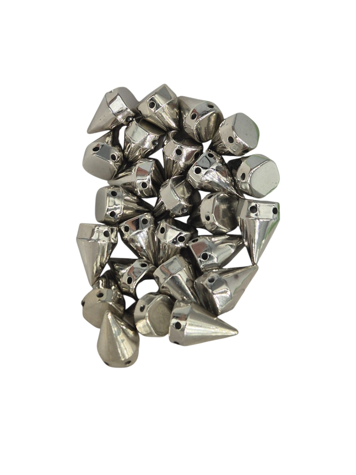 Spiked Cones Hand Sew Silver Plastic 25 Pack (Large)