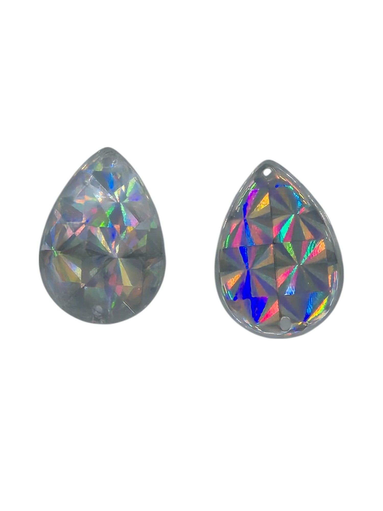 Sew on Acrylic Silver Holographic Teardrop 30 Pack