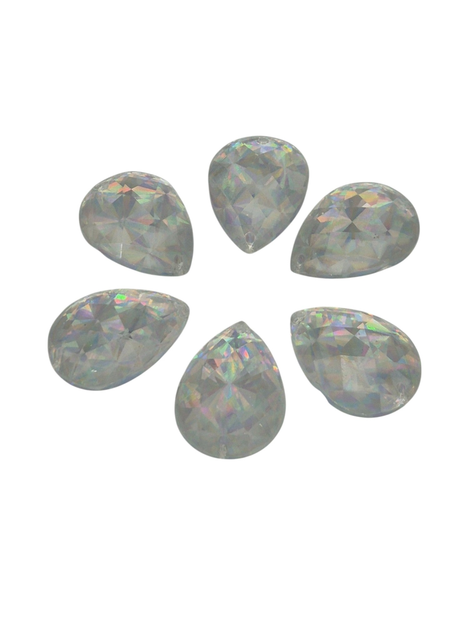Sew on Acrylic Silver Holographic Teardrop 30 Pack